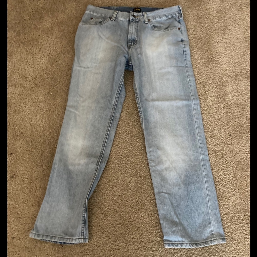 Mens Light Blue Lee Jeans Size 34W x 30L